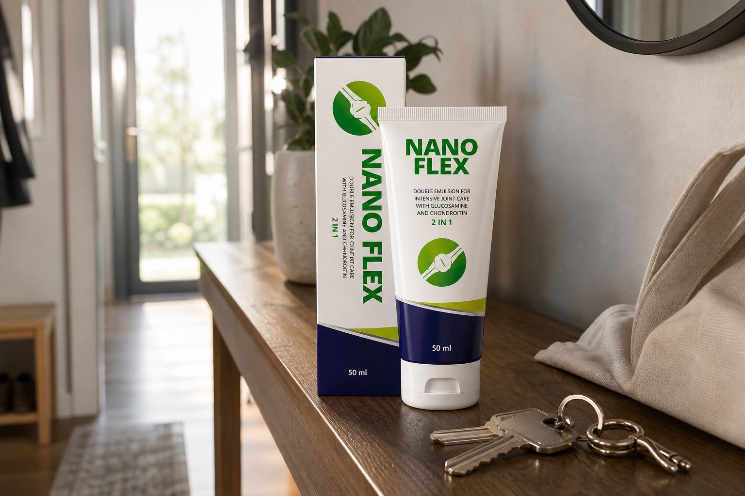 NanoFlex tubus a kulcsok mellett, otthoni konzolon
